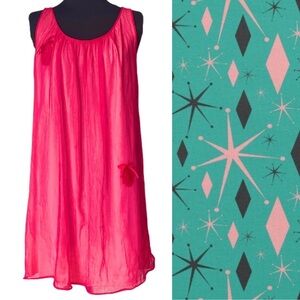 60s Hot Pink Baby Doll Negligée Vintage Slip Fuschia Kayser Retro Sex Kitten M
